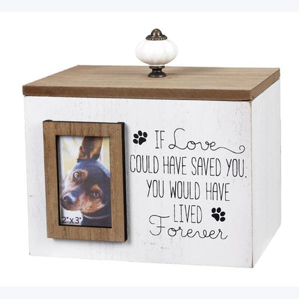 Wood Pet Memorial Box with Photo Frame for 2