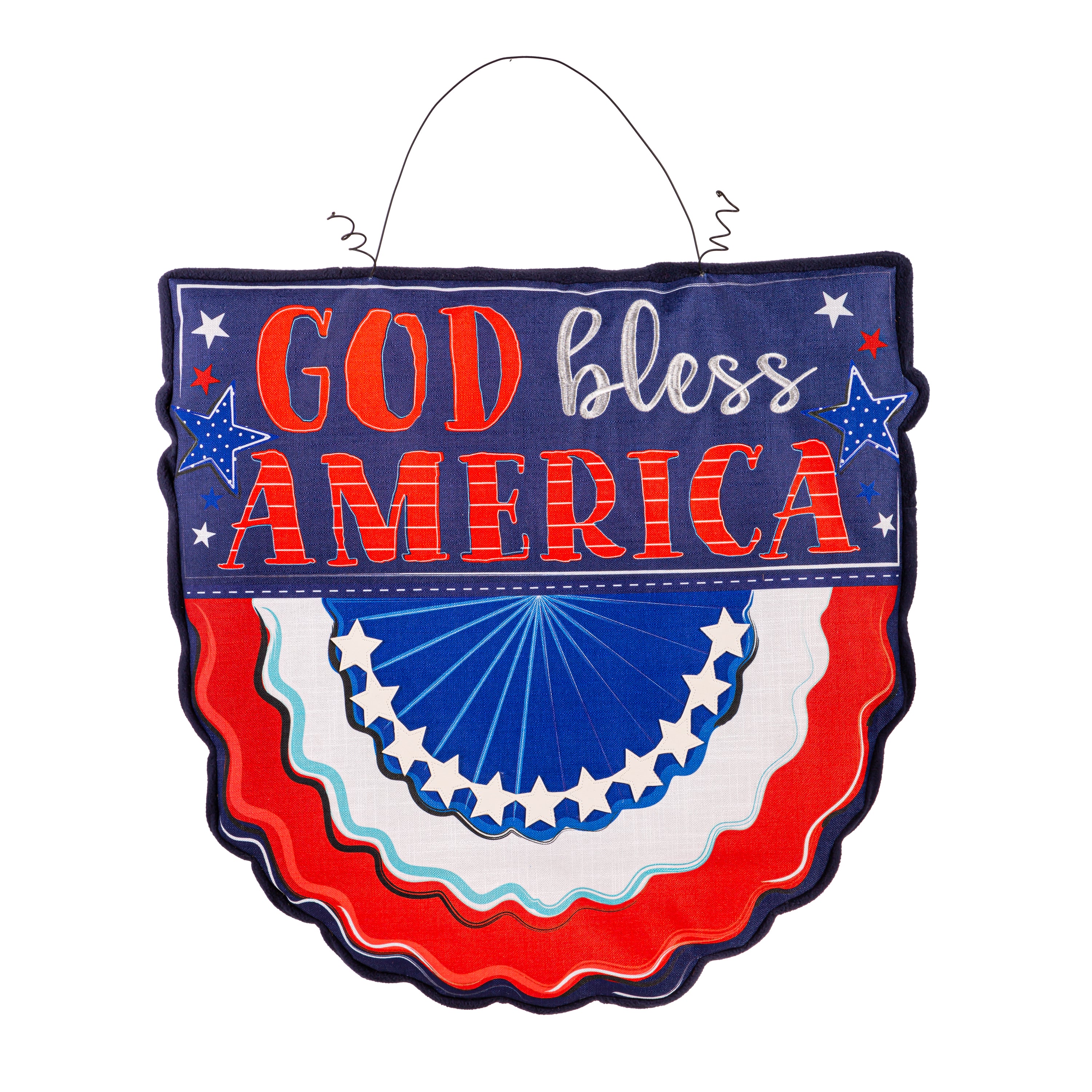Patriotic God Bless America Bunting Estate Door Décor – Presents
