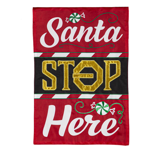 Classic Santa Stop Here Applique Garden Flag