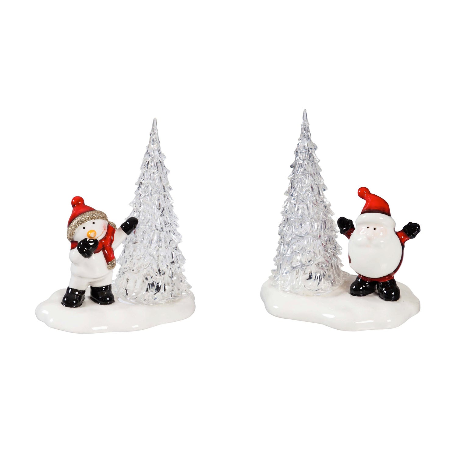 Santa and Tree or Snowman and Tree LED Ceramic Tabletop Décor