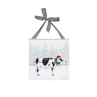 Mini Canvas with Plaid Ribbon, 8"Wx8"H Holiday Animals