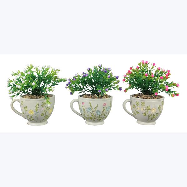 tea pot planter Resin Cottage Core Tea Cup Planter w/ Flower – Presents of Mind