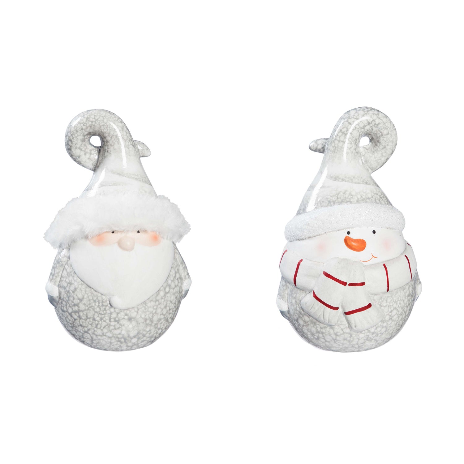 Terracotta Santa or Snowman with Crackle Effect -Tabletop Décor