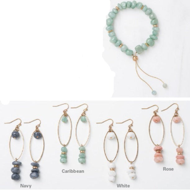 Natural Stone Drop Earrings