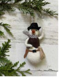 Wool Poseable Cowboy Snowman Ornament