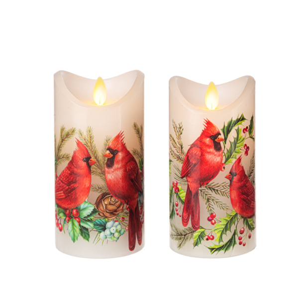 LED Cardinal Wax Pillar