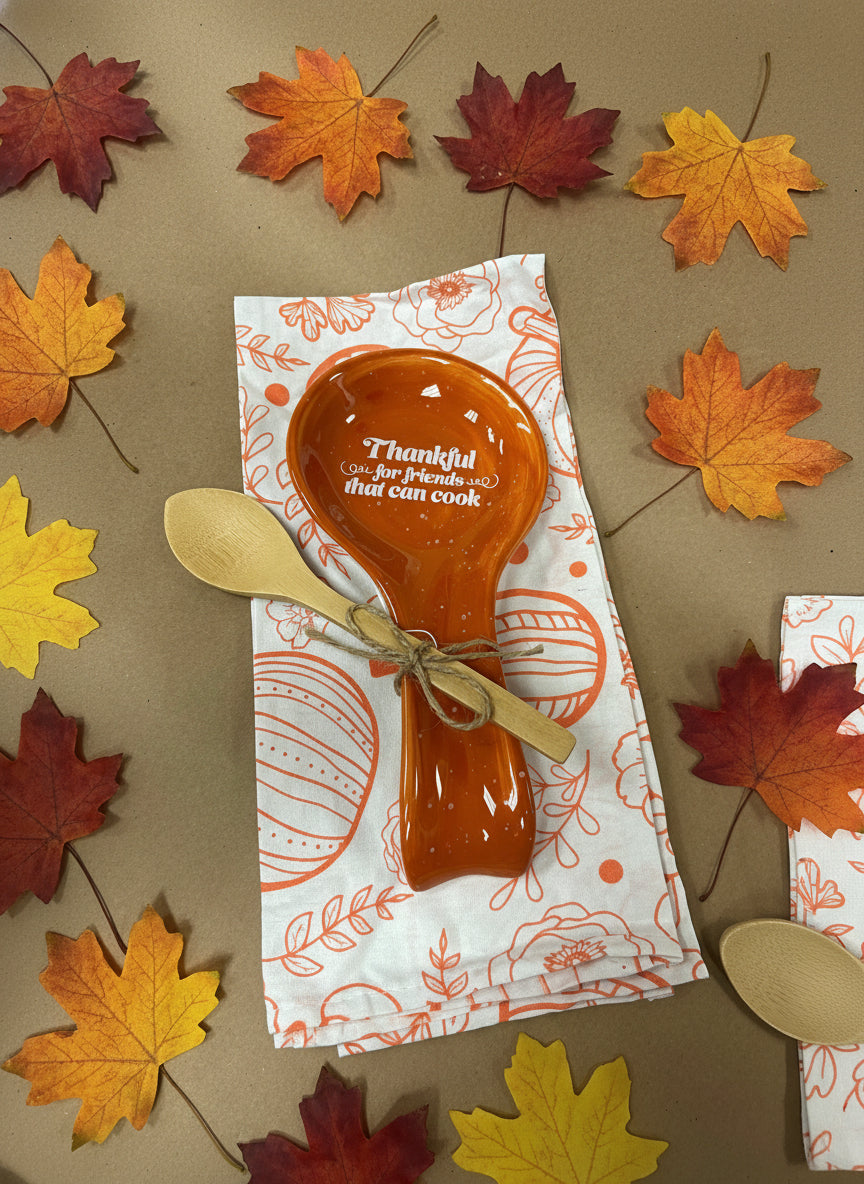 Fall spoon rest and towel set