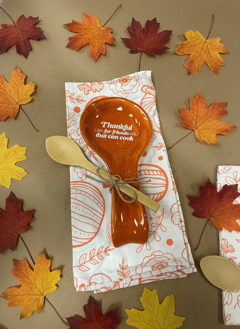 Fall spoon rest and towel set