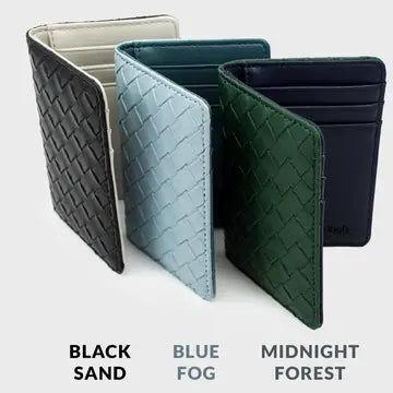 Men's woven leather bifold wallet