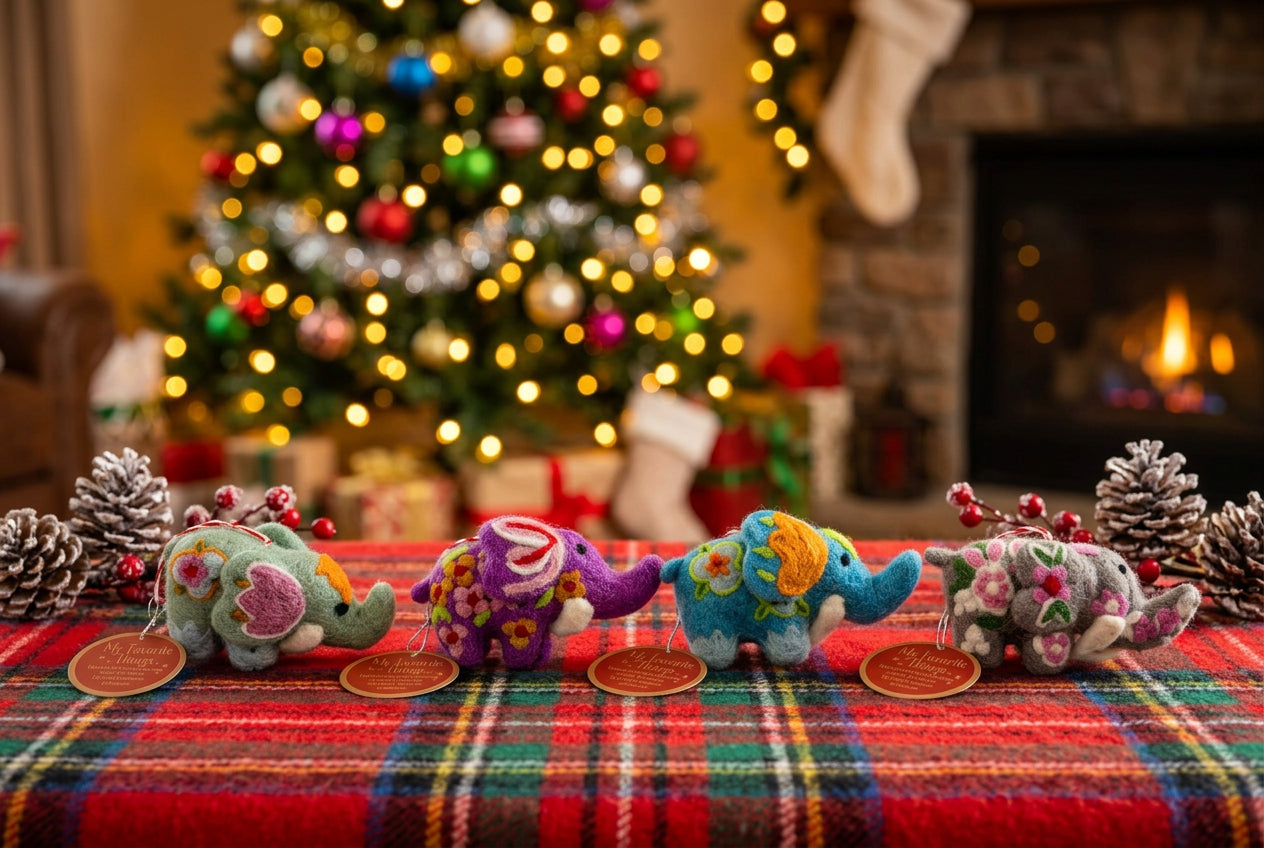 Hand Made Wool Elephant Ornaments