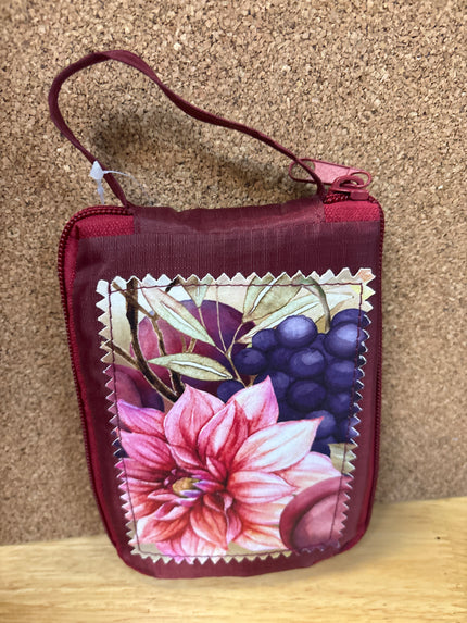 Fall floral compact tote in Maroon