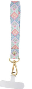 Geometric Tapestry Scalloped Harmony Keychain, Phone Wristlet