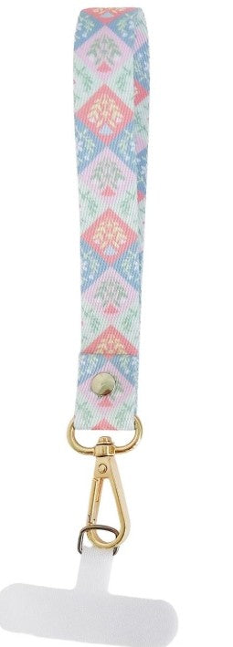 Geometric Tapestry Scalloped Harmony Keychain, Phone Wristlet