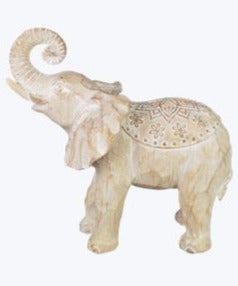 Resin Whitewashed Elephant Figurine