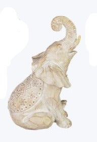 Resin Whitewashed Elephant Figurine