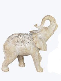 Resin Whitewashed Elephant Figurine