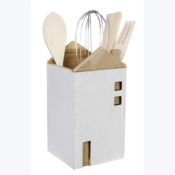 Wood House Kitchen Utensil Holder