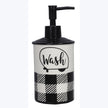 Happy Camper Ceramic Black and White Buffalo Plaid Soap Dispenser