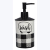 Happy Camper Ceramic Black and White Buffalo Plaid Soap Dispenser