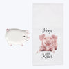 Ceramic Pig shaped dish with matching cotton towel.