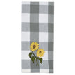 Wicklow Check Embroidered Sunflower Decorative Dishtowel