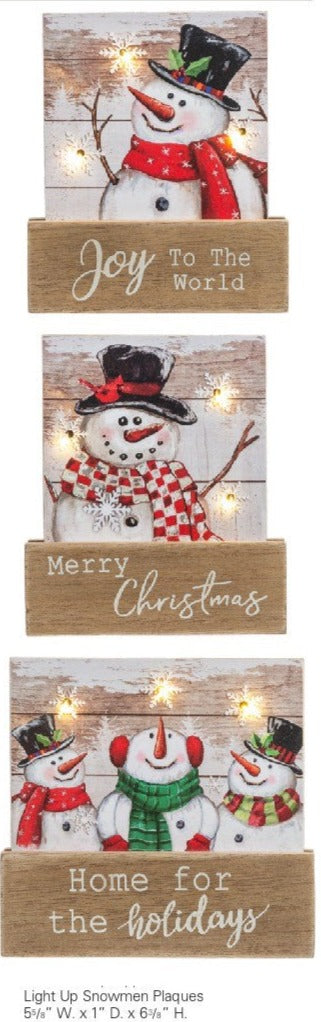 Light Up Snowman Table Plaque