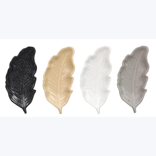 Stoneware Feather Shaped Trinket Dish