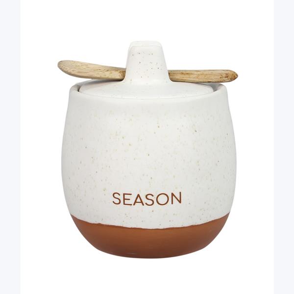 Stoneware Spice Jar with Wooden Spoon