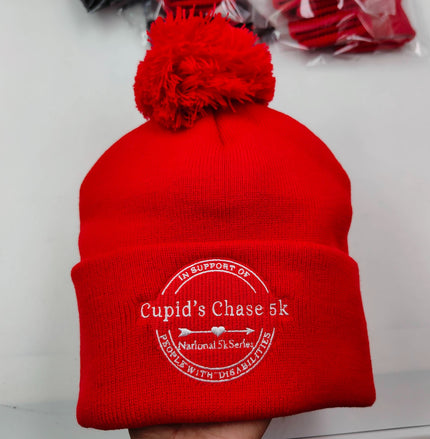 Cupid's Chase Red PomPom Hat(Beanie)