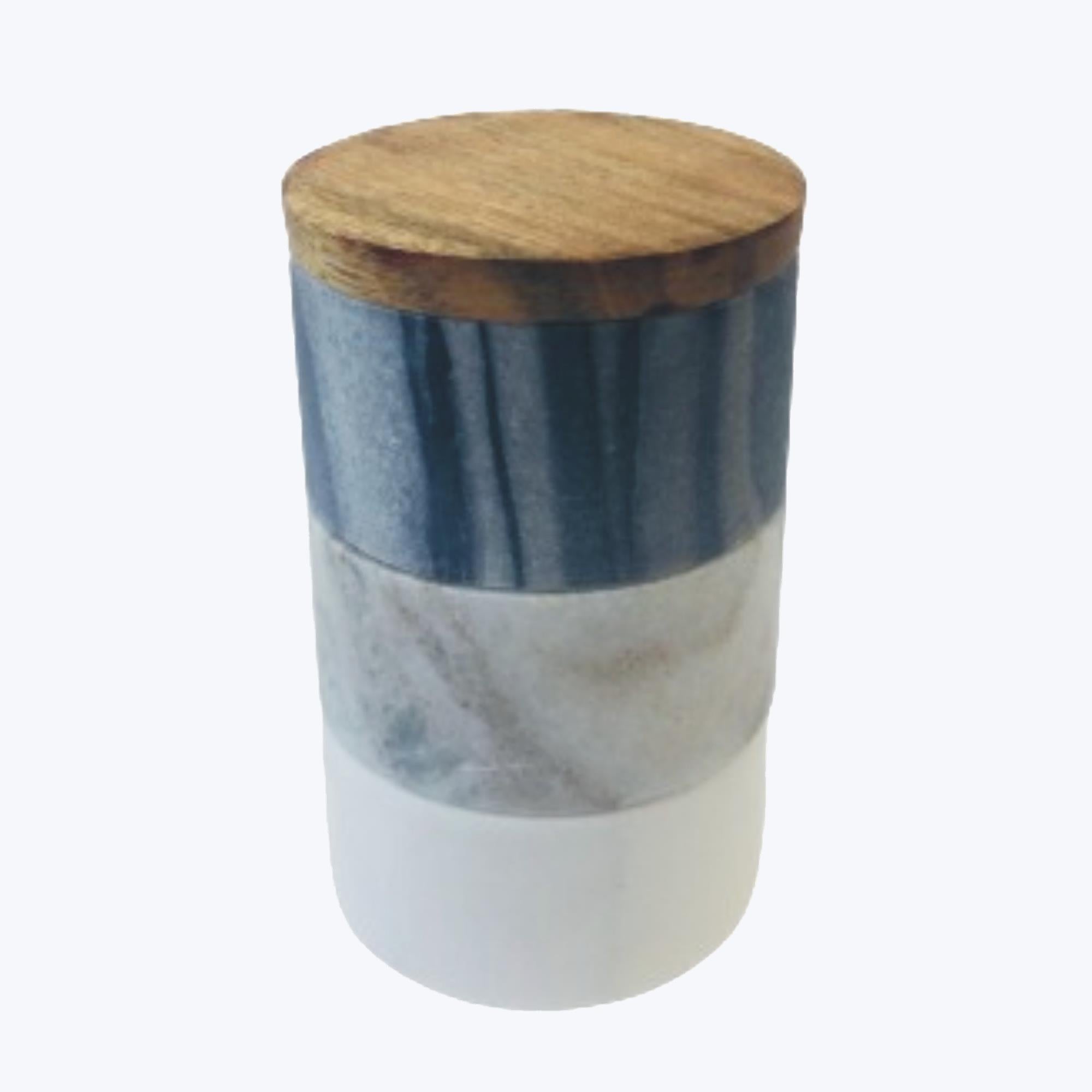 Stacking Marble Spice Pinch Pot w/Wood Lid