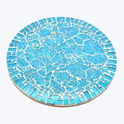 Mosaic Blue Glass Round Serving Board