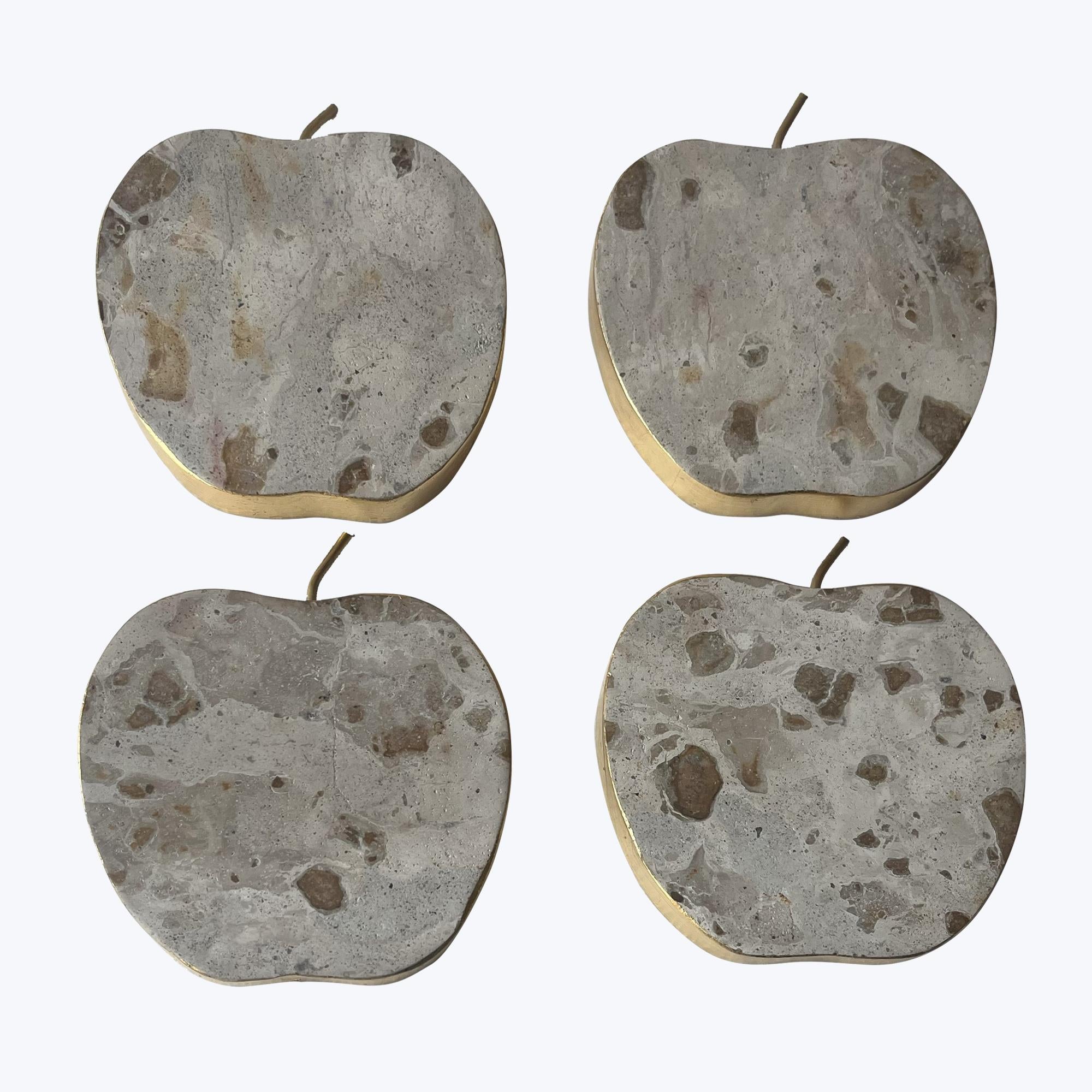 Marble Apple Shaped Coaster Set of 4