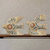 Resin Carved Tabletop Bird Figurine with Floral Design
