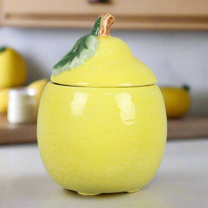 -  Ceramic Lemon Shaped Mini Storage Jar with Silicon