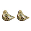 Stoneware Bird Salt & Pepper Set with Folk Art
