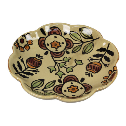Stoneware trinket dish with Folk art design