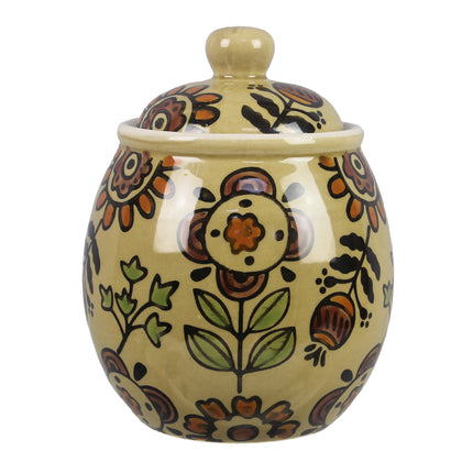 Stoneware Folk Art bowl with lid