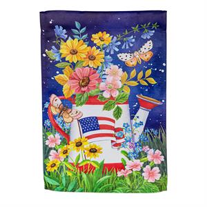 Watering Can Suede Garden Flag
