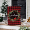 Welcoming Cardinal Wreath Burlap Garden Flag