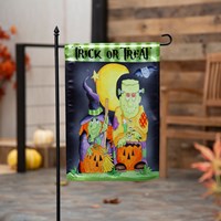 Frankenstein and witch garden flag