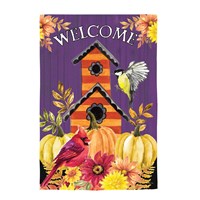 Fall birdhouse garden flag