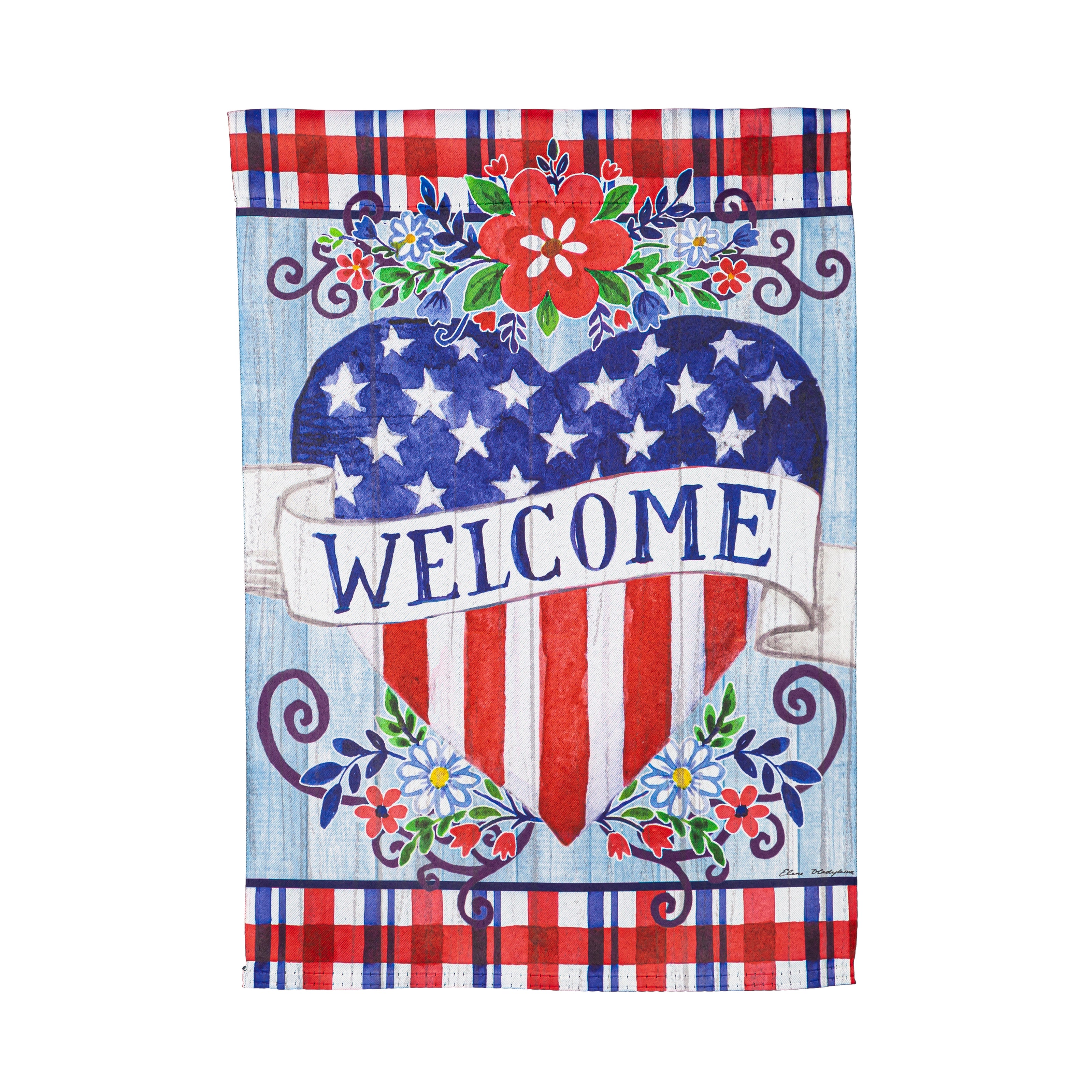 Welcome Heart Garden Suede Flag