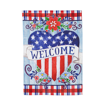 Welcome Heart Garden Suede Flag