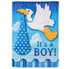 Stork with Special Delivery Suede Garden Flag, Boy