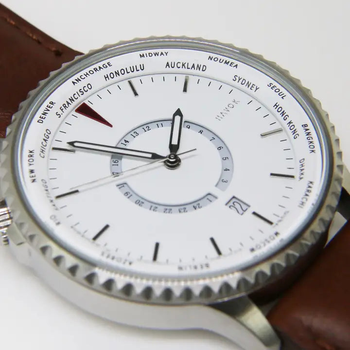 World Traveler | 24 Time Zones on a Hybrid World Timer watch by Havok