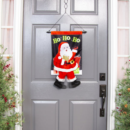 Jolly Kicking Santa Garden Flag