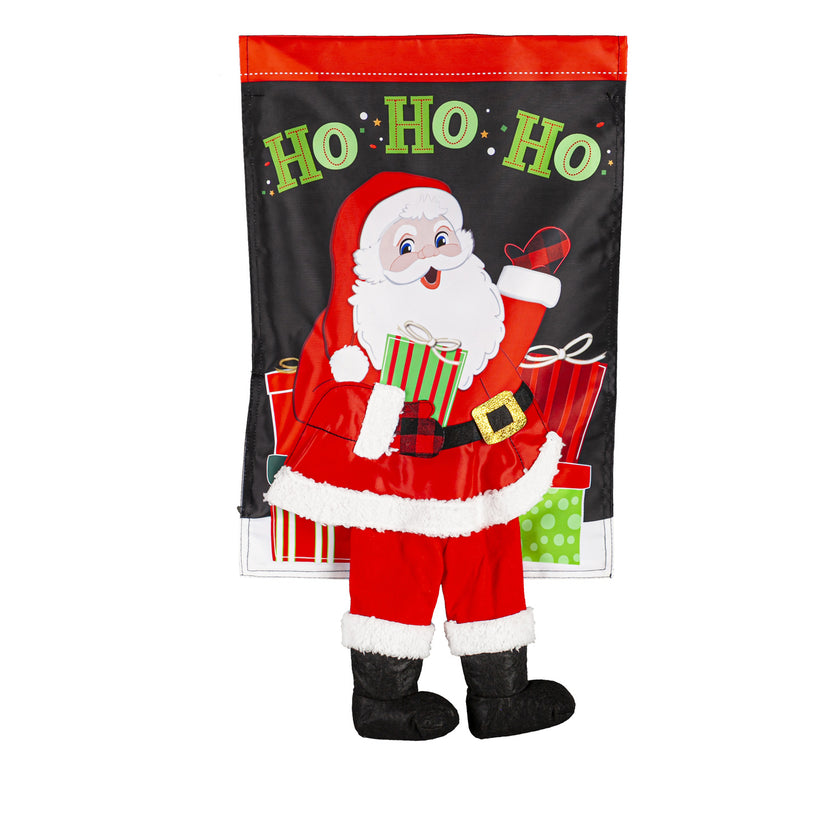 Jolly Kicking Santa Garden Flag