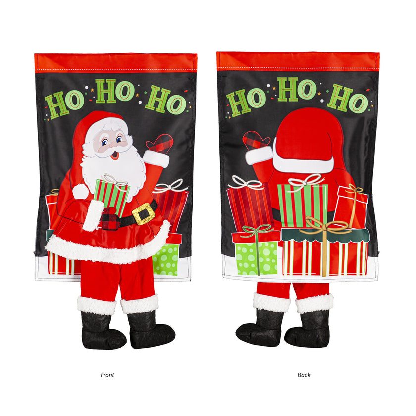 Jolly Kicking Santa Garden Flag