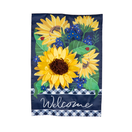 Sunflower Welcome Applique Garden Flag