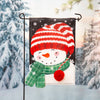Cheerful Snowman Applique Garden Flag